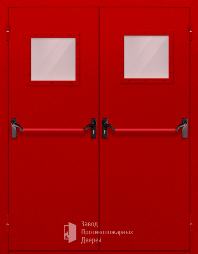 Фото двери «Двупольная со стеклопакетом и антипаникой (красная)» в Александрову