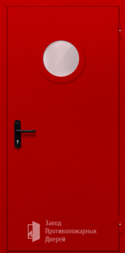 Фото двери «Однопольная с круглым стеклом (красная)» в Александрову