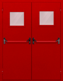 Фото двери «Двупольная со стеклопакетом и антипаникой (красная)» в Александрову