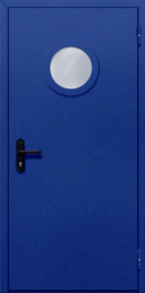 Фото двери «Однопольная с круглым стеклом (синяя)» в Александрову