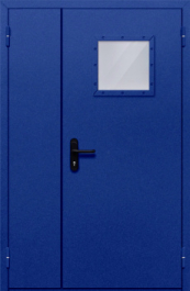 Фото двери «Полуторная со стеклопакетом (синяя)» в Александрову